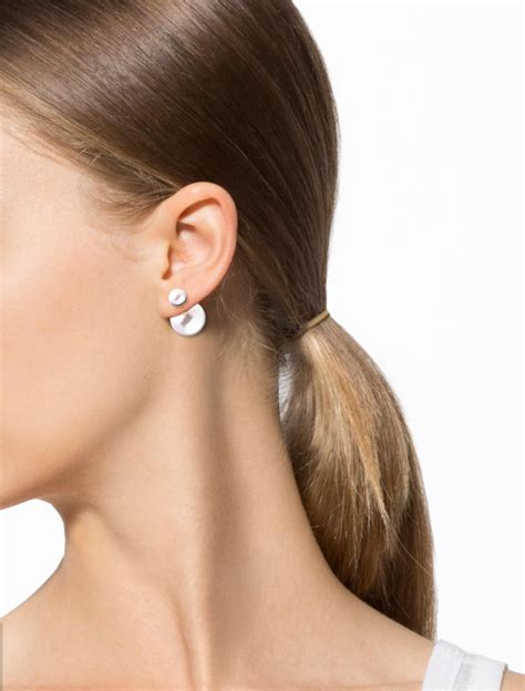 dior drop pearl earrings|christian Dior double pearl earrings.